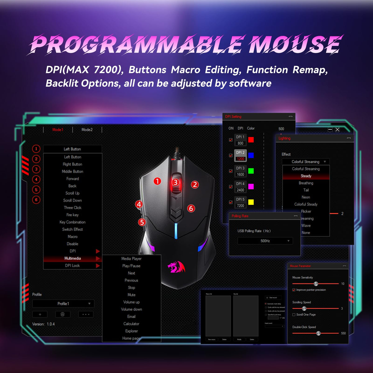 Redragon S101M-KS Gaming Keyboard and Mouse Wireless with Tri-Mode, RGB Keyboard and 4800 DPI Gaming Mouse, 10 Independent Multimedia Keys for Wins, PC, Computer, Wireless S101 Ideal for Gamer