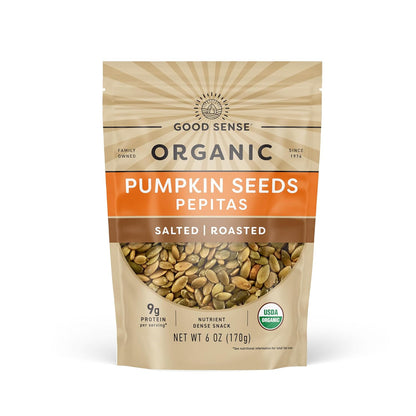 Good Sense Roasted Salted Organic Pumpkin Seeds, 6 Ounce