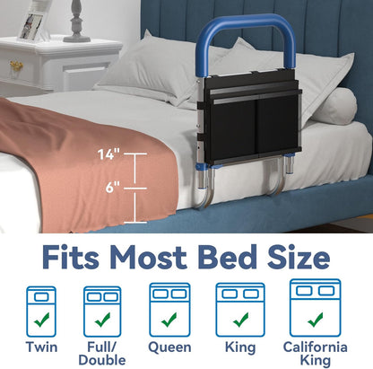 Bed Rails for Elderly Adults Safety, Height Adjustable Bed Assist Rail for Seniors with Storage Organizer and Non-Slip Handle, Bedside Fall Prevent Grab Bar