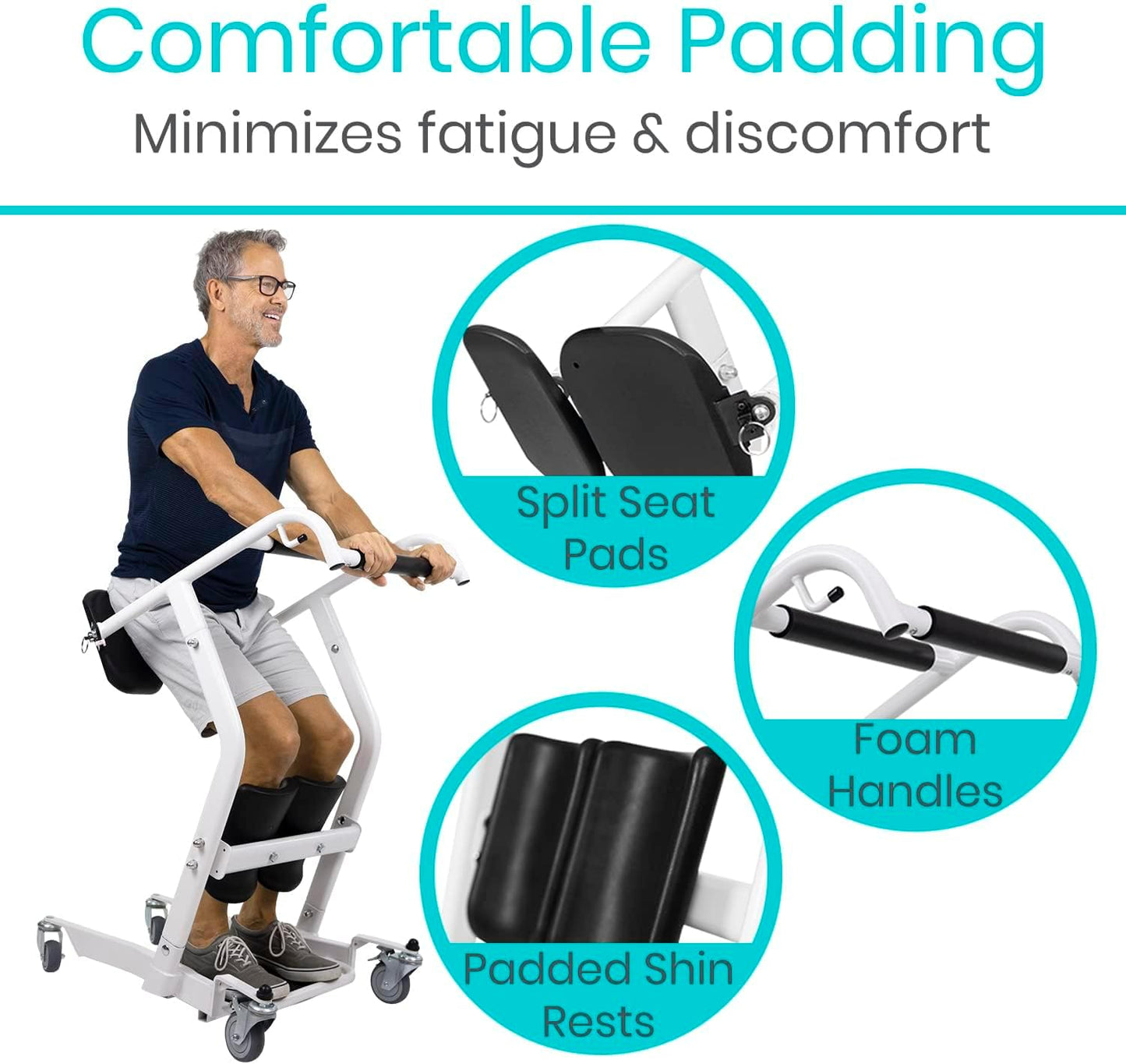 Vive Mobility Sit to Stand Patient Lift for Handicapped - Stand Assist Lift Aid for Home Care Use - Elderly Lift Assist Transfer Device - Transport Chair Stand Assist for Seniors, Adults & Disabled