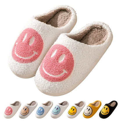 Smile Face Slippers fpr Women Happy face slippers Retro Soft Plush Warm Slip-on Slippers, Cozy Indoor Outdoor Slippers