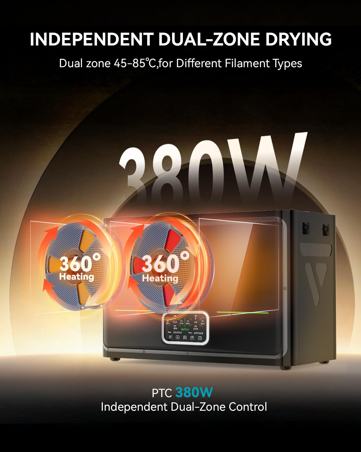 SUNLU S4 3D Printer Filament Dryer, Black