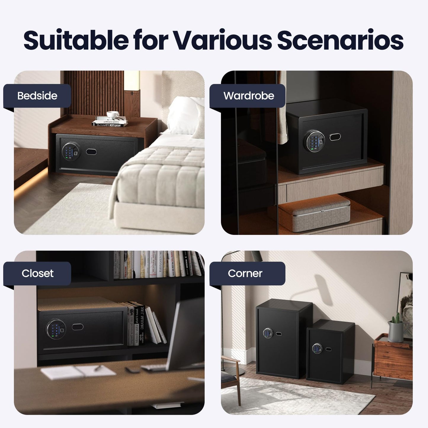 Grimtron Smart Biometric Safe - (0.80 cu. ft.) Fingerprint Lock Box with Silent Mode, Backlit Keypad and LED Light, Small Caja Fuerte with Anti-Rust and Anti-Theft