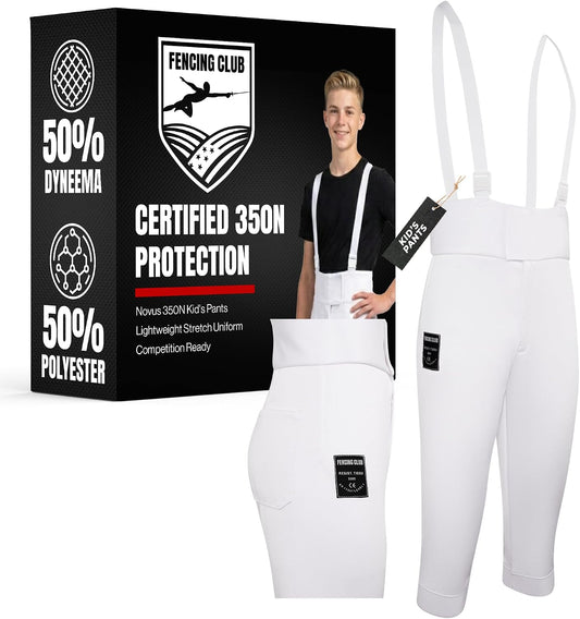 Kids Fencing Pants 350N, Novus Breathable Lightweight Stretch Knickers for Foil Epee & Saber Competition Ready