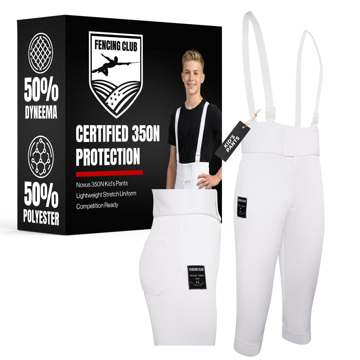 Kids Fencing Pants 350N, Novus Breathable Lightweight Stretch Knickers for Foil Epee & Saber Competition Ready