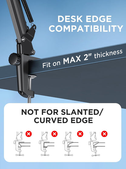 InnoGear Boom Arm Microphone Mic Stand for Blue Yeti Fifine HyperX, Black