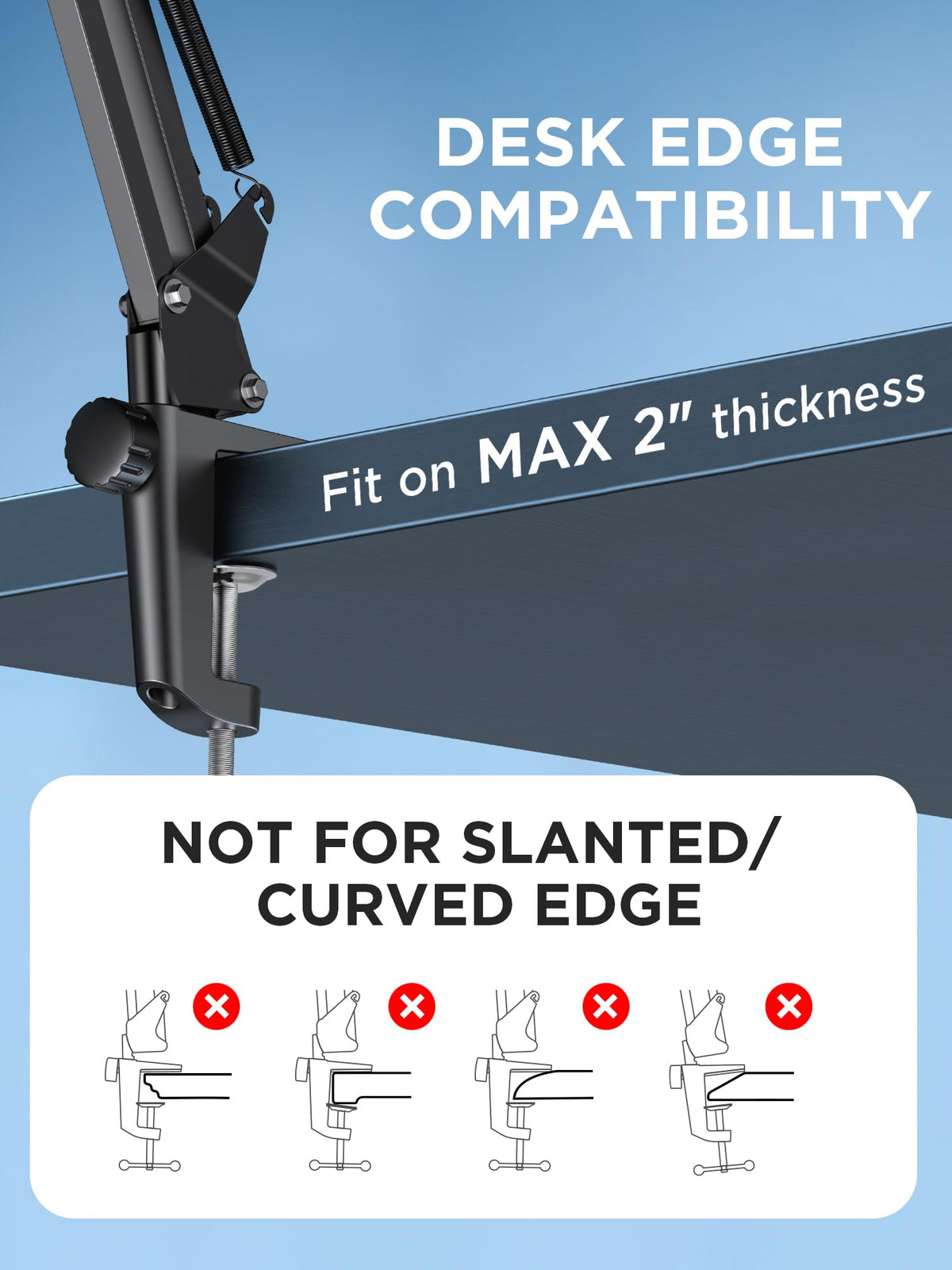 InnoGear Boom Arm Microphone Mic Stand for Blue Yeti Fifine HyperX, Black