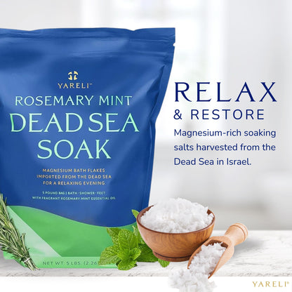 Dead Sea Bath & Foot Soak, Eucalyptus Magnesium Bath Salt Flakes, Alternative to Epsom Salt, 5lbs with Over 250,000mg of Elemental Magnesium Per Bag