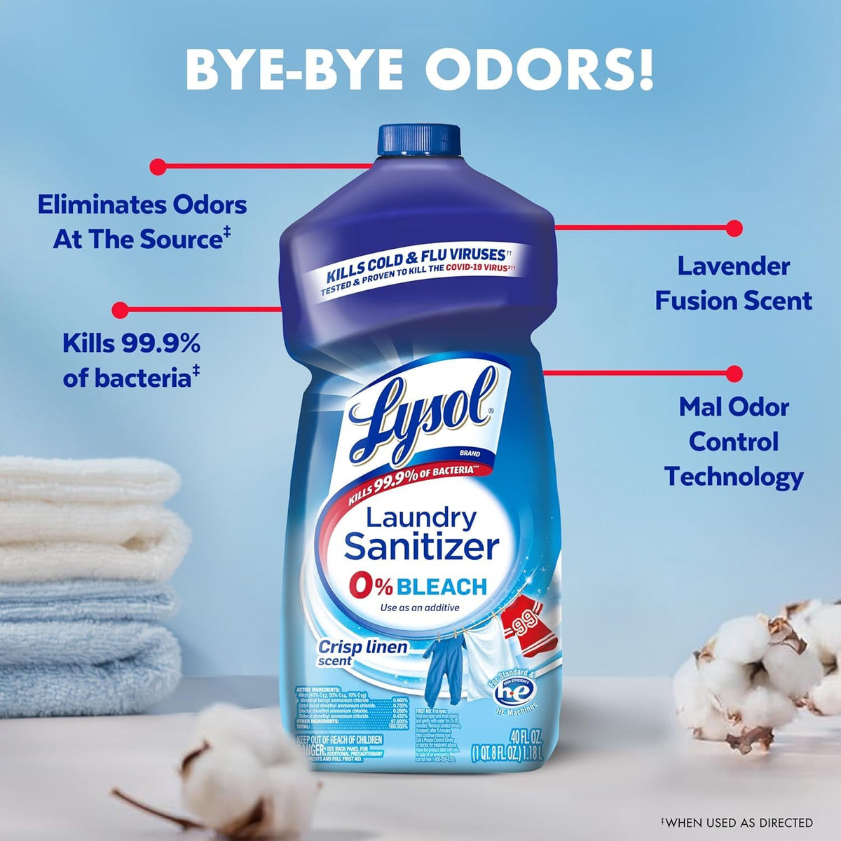 Lysol Laundry Sanitizer Liquid, Detergent Additive, Lavender, 90oz
