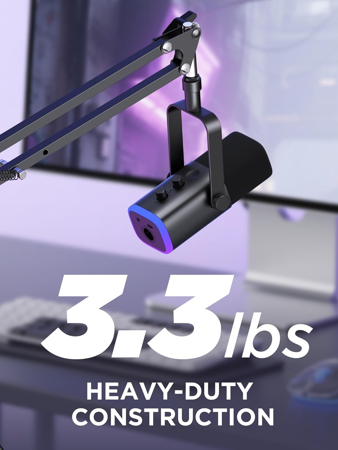 InnoGear Boom Arm Microphone Mic Stand for Blue Yeti Fifine HyperX, Black