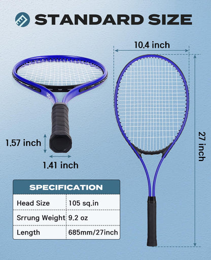 HIRALIY 27-Inch Tennis Racket for Adults with Ball and Carry Bag