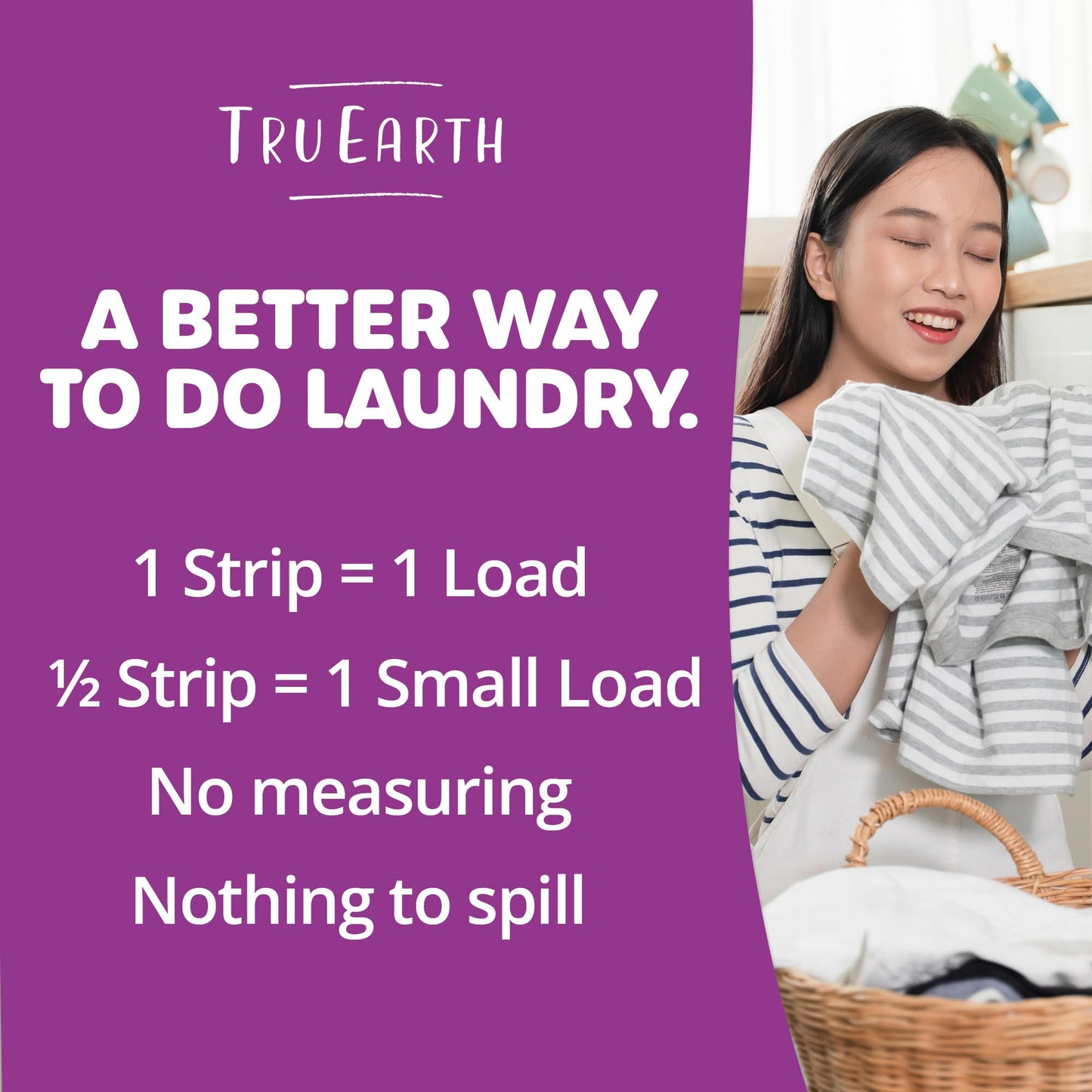 Tru Earth Compact Dry Laundry Detergent - Up to 128 Loads (64 Sheets) - Paraben-Free - Original Eco-Strip Liquidless Detergent, Travel - Fresh Linen | Packaging May Vary