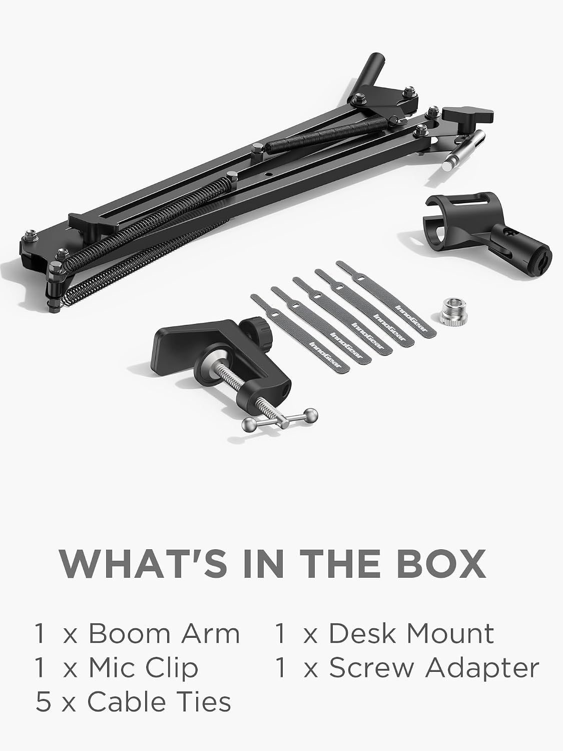 InnoGear Boom Arm Microphone Mic Stand for Blue Yeti Fifine HyperX, Black