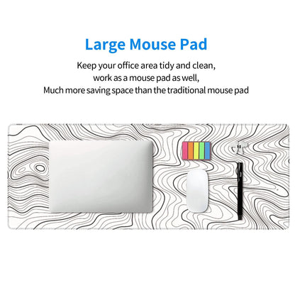 Gaming Mouse Pad, Large Black and Green Line Topographic Mousepad Laptop, Extended Mouse Mat, Long XL Waterproof Keyboard Pads, Big Non-Slip Mousepads for Game Office Home, 31.5 x 11.8 in