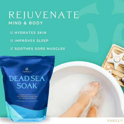 Dead Sea Bath & Foot Soak, Eucalyptus Magnesium Bath Salt Flakes, Alternative to Epsom Salt, 5lbs with Over 250,000mg of Elemental Magnesium Per Bag