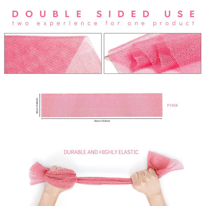 UJFQBH 3 Pieces African Bath Sponge African Net Long Net Bath Sponge Exfoliating Shower Body Scrubber Back Scrubber Skin Smoother,Great for Daily Use (Pink,Yellow,Purple)