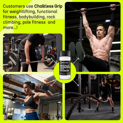 Chalkless Grip Enhancer - Premium Liquid Chalk Alternative & Less Mess Hand Chalk for Weightlifting, Powerlifting, Yoga, Gaming, Climbing, and More, Non-Toxic Long-Lasting & Reliable