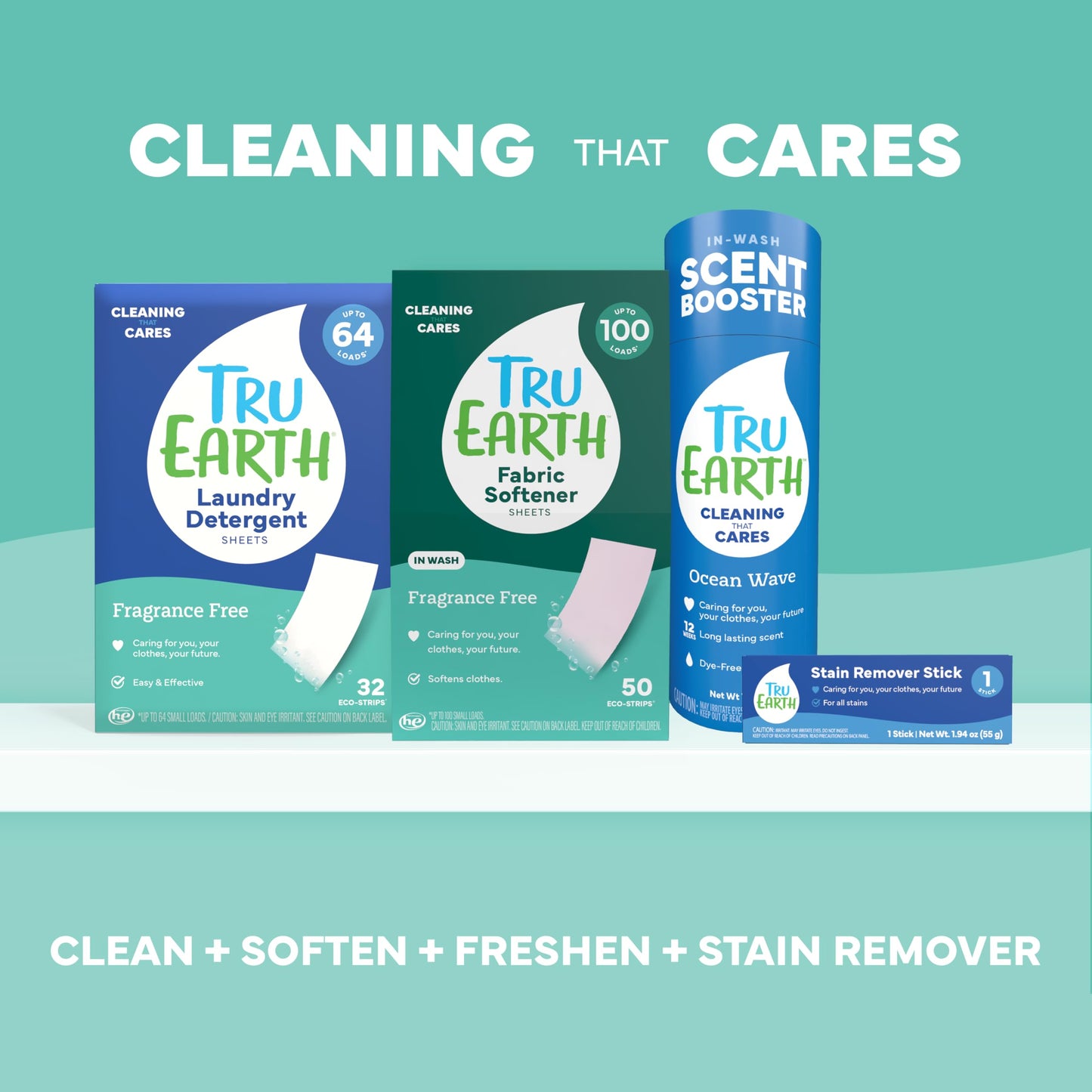 Tru Earth Compact Dry Laundry Detergent - Up to 128 Loads (64 Sheets) - Paraben-Free - Original Eco-Strip Liquidless Detergent, Travel - Fresh Linen | Packaging May Vary