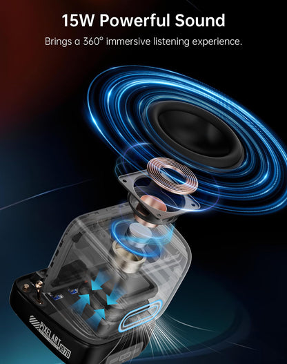 Divoom Ditoo Retro Pixel Art 15W Bluetooth Speaker,Cute Speaker with Alarm,White Noise & Mini Games,Iconic Desk Setup Speaker with 16X16 LED App Controlled Front Screen,Gifts for Anyone (Pink)