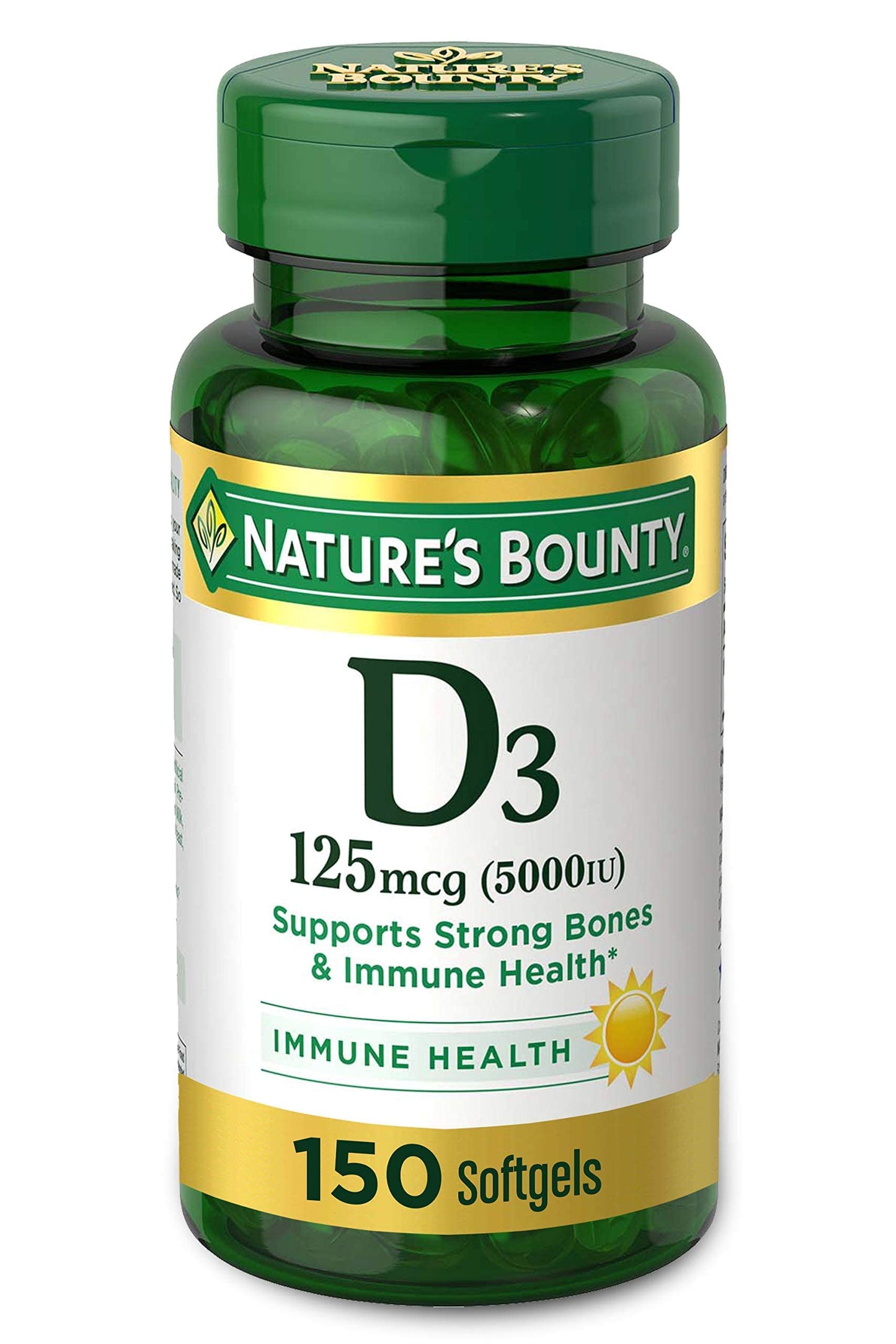 Nature's Bounty Vitamin D3, Immune Support, 125 mcg (5000iu), Rapid Release Softgels, 240 Ct (package may differ)