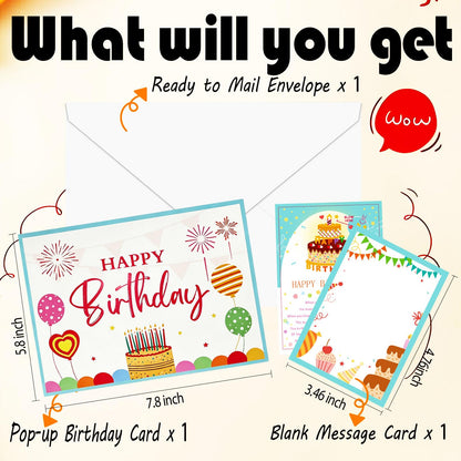 Pop Up Birthday Cards for Men, LED Light & Music Blow The Candle