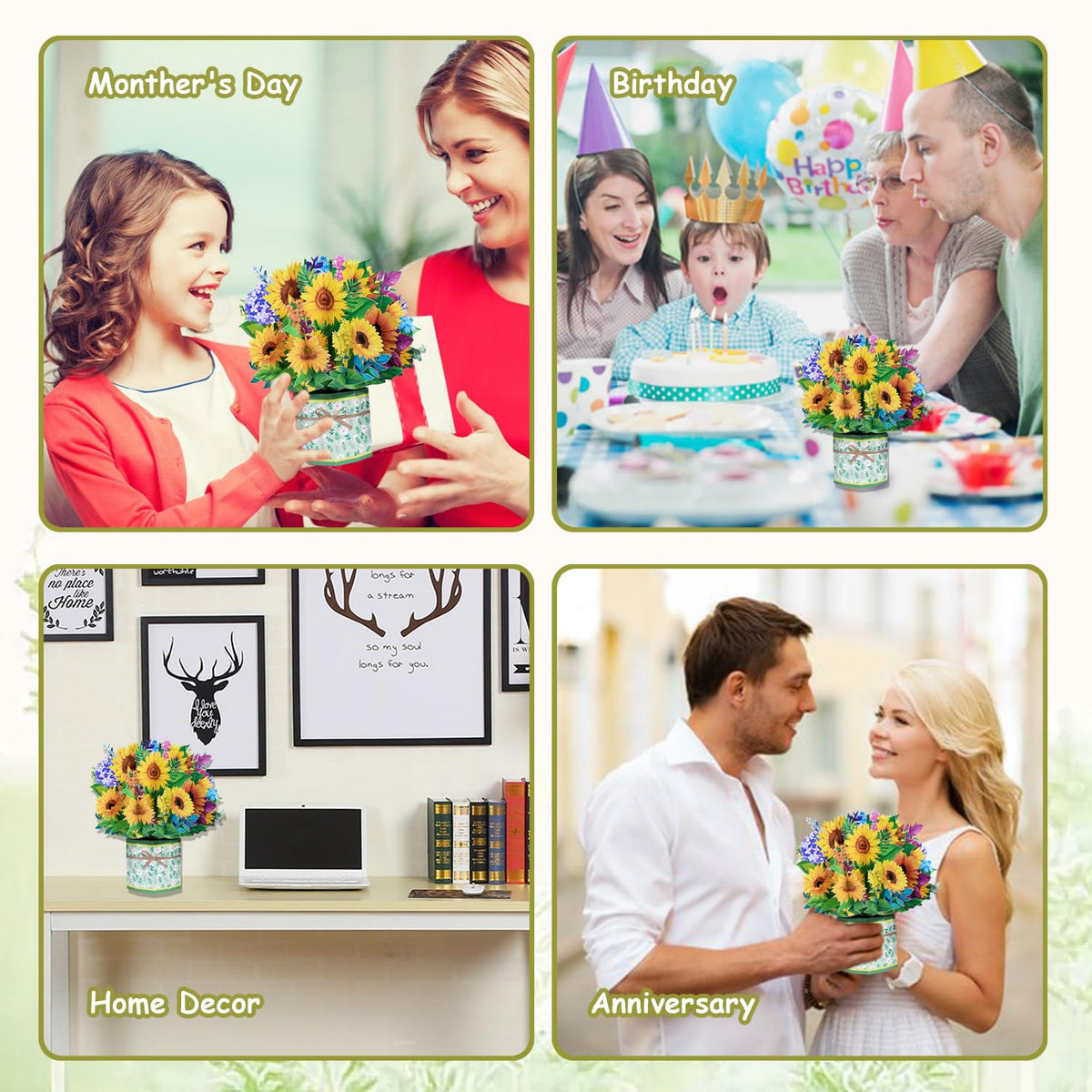 ROBBEAR Funny Happy Birthday Pop Up Card, Sweet 3D Birthday Gift Box for Adults and Kids with Envelopes, Unique Handmade Foldable Celebration Cards for Daughter, Son, Mom, Dad, Friend
