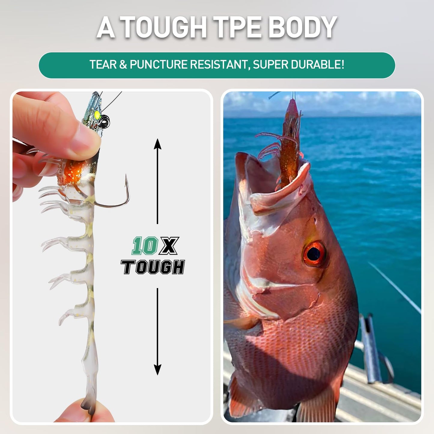 TRUSCEND Pre-Rigged Fishing Jigs, 1:50 Super Durable TPE Bass Fishing Lures, Well-Made Lifelike Soft Shrimp Swimbait, Weedless MarshSwamp Fishing Lure for Trout Crappie Walleye, Keep Separately!