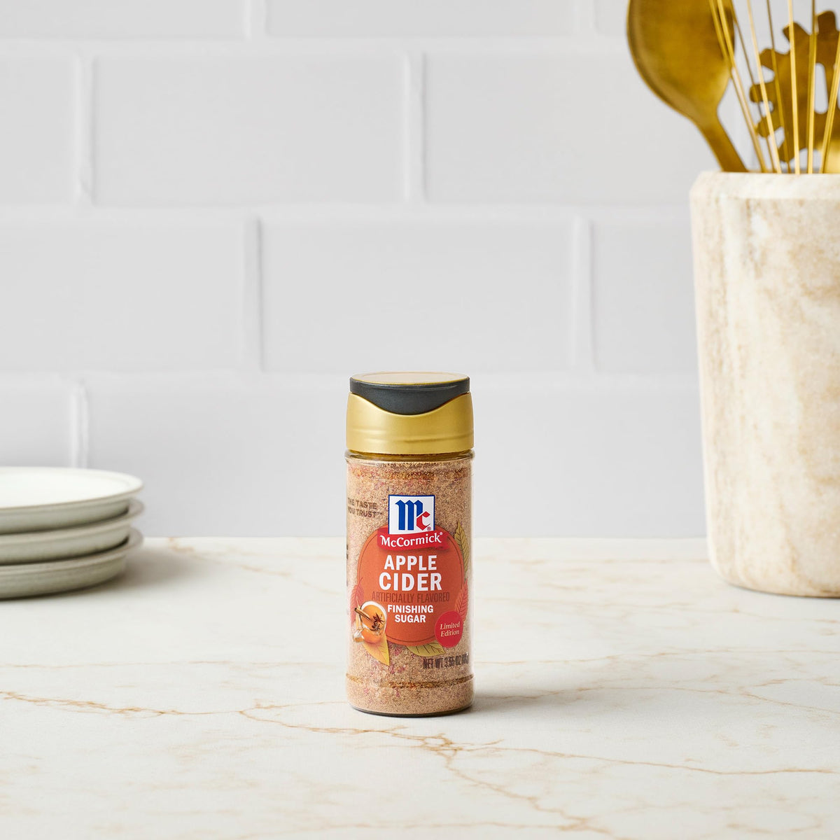 McCormick Finishing Sugar, Pumpkin Spice, Limited Edition, Sweet Blend of Warm Pumpkin Spices, The Perfect Finish for Cookies, Muffins, Pancakes, Bread, and More, 3.66 oz
