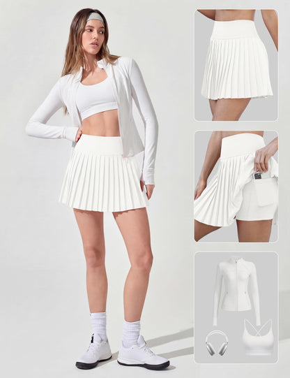 Alaroo Pleated Tennis Skirt for Women with Pockets Shorts Skort
