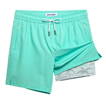 maamgic 2 in 1 Mens Swim Trunks 7 Inch Swim Shorts Swim Suits Board Shorts