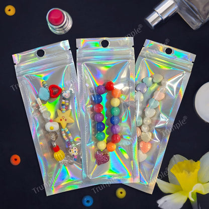 Smell Proof Bags & Resealable Foil Pouch Mylar Sample Bag Great for Party Favor Food Storage (Holographic Color) (50pcs-6x9 inch)
