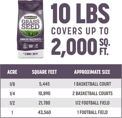 Pennington Annual Ryegrass, Grass Seeds for Lawn, 10 Lb