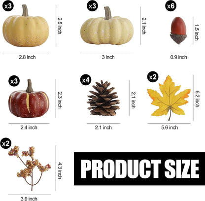 Artgar Pumpkin Decor Set, 23 PCS Fall Harvest Bowl Filler Decorations