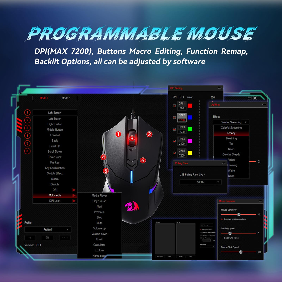 Redragon S101M-KS Gaming Keyboard and Mouse Wireless with Tri-Mode, RGB Keyboard and 4800 DPI Gaming Mouse, 10 Independent Multimedia Keys for Wins, PC, Computer, Wireless S101 Ideal for Gamer