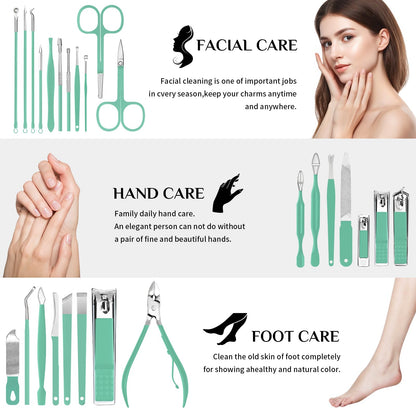 Manicure Set Professional Nail Clipper Kit-26 Pieces Stainless Steel Manicure Kit,Nail Care Tools with Luxurious Travel Case