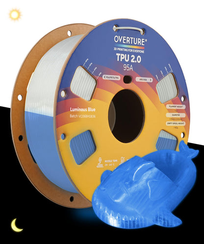 OVERTURE TPU 95A Flexible 3D Printer Filament 1.75mm, 1kg Black