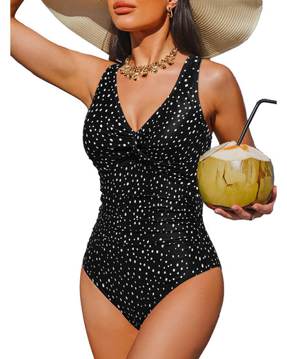 Women's Tummy Control One Piece Swimsuit Push Up Full Coverage Bathing Suit