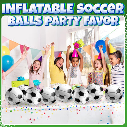 12-Pack Inflatable Soccer Balls 16-inch, Soccer Party Beach Balls Bulk