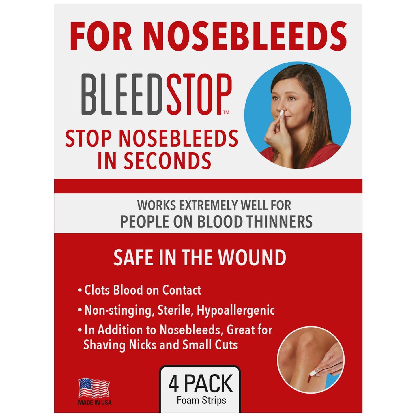 BleedStop™ First Aid Powder for Blood Clotting, Trauma Kit, Blood Thinner Patients, Camping Safety, and Survival Equipment for Moderate to Severe Bleeding Wounds or Nosebleeds - 4 (15g) Pouches