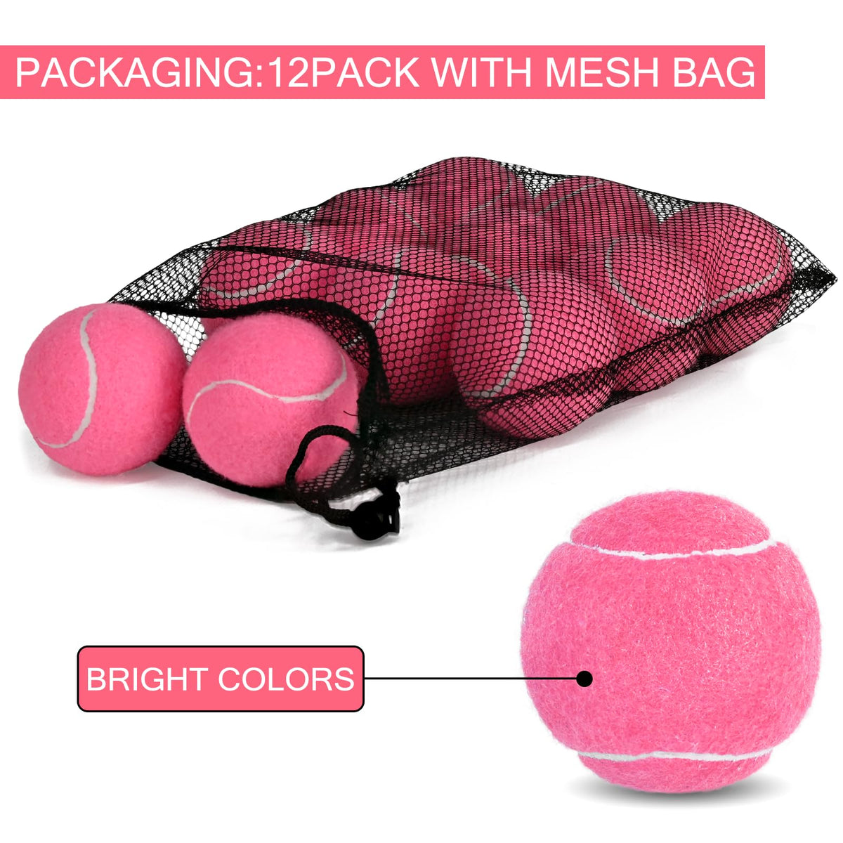 INSUM Tennis Balls, Extra Duty Practice Tennis Balls with Mesh Bag