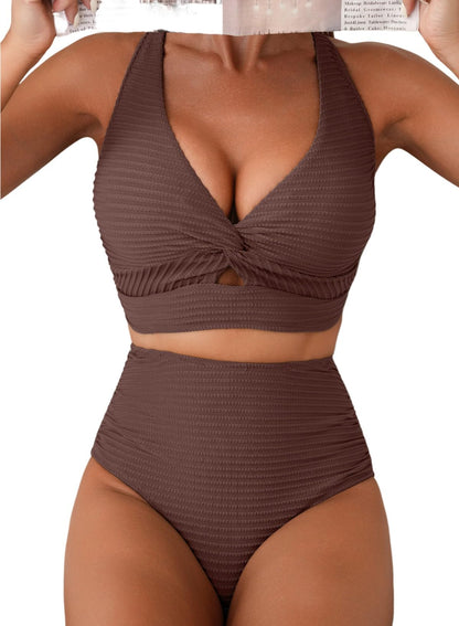 Herseas Womens Textured Bikini Sets 2 Piece Twist Front Top Sexy Swimsuits