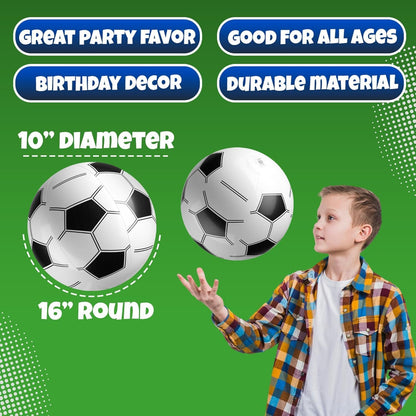 12-Pack Inflatable Soccer Balls 16-inch, Soccer Party Beach Balls Bulk