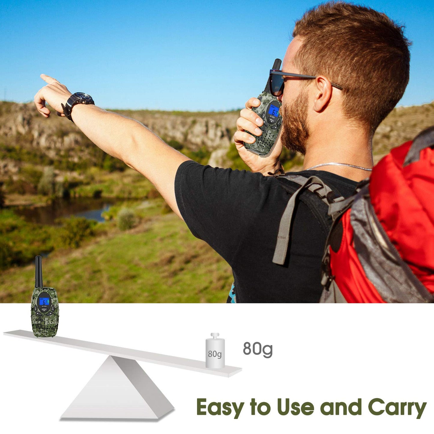 Two Way Radios for Adults, Topsung M880 FRS Walkie Talkie Long Range with VOX Belt Clip/Hands Free Walki Talki with Noise Cancelling for Women Kids Camping Hiking Cruise Ship (Orange 2 in 1)