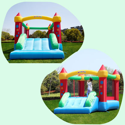 WeeOneKids Air Bounce House, Inflatable Bouncer with Air Blower and Slide, Jumping Family Backyard Bouncy Castle with Extra Thick Material (Red Yellow&Blue)