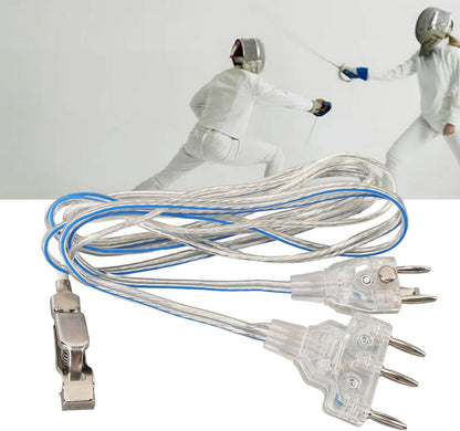 Dioche Fencing Body Cord 3 Pin for Foil Epee Saber, Transparent Stainless Steel Fencing Body Wire with Durable Plastic Connector for Training & Competition