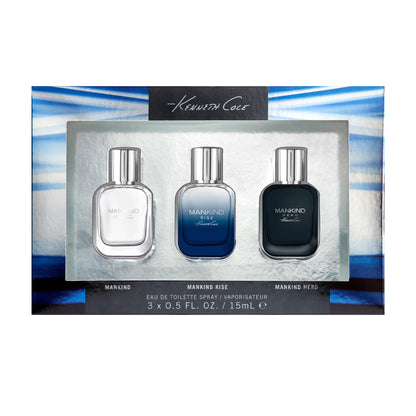 Kenneth Cole Mankind Coffrett 3 PC Cologne Gift Set for Men, Includes Mankind, Mankind Rise + Mankind Hero Eau de Toilette Travel Size Sprays, Gift or Stocking Stuffer For Him, 0.5 Fl Oz