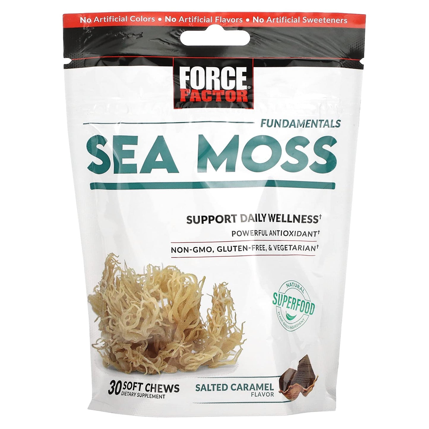 Force Factor Superior Sea Moss Gut Health + Skin Support, Support Gut Health & Healthy Skin, Hair & Nails, Boost Energy & Immune Health, with Biotin & LactoSpore Probiotics, S’Mores, 60 Soft Chews