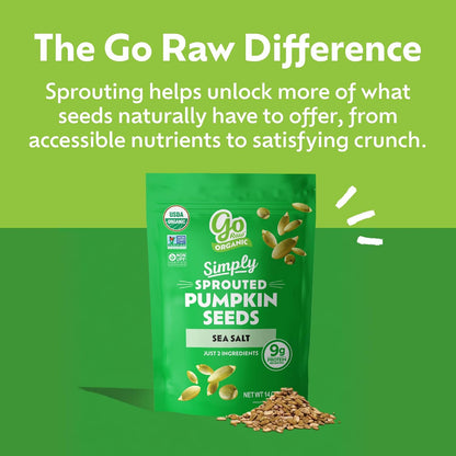 Go Raw Organic Sprouted Pumpkin Seeds - Sea Salted Pepita Snack
