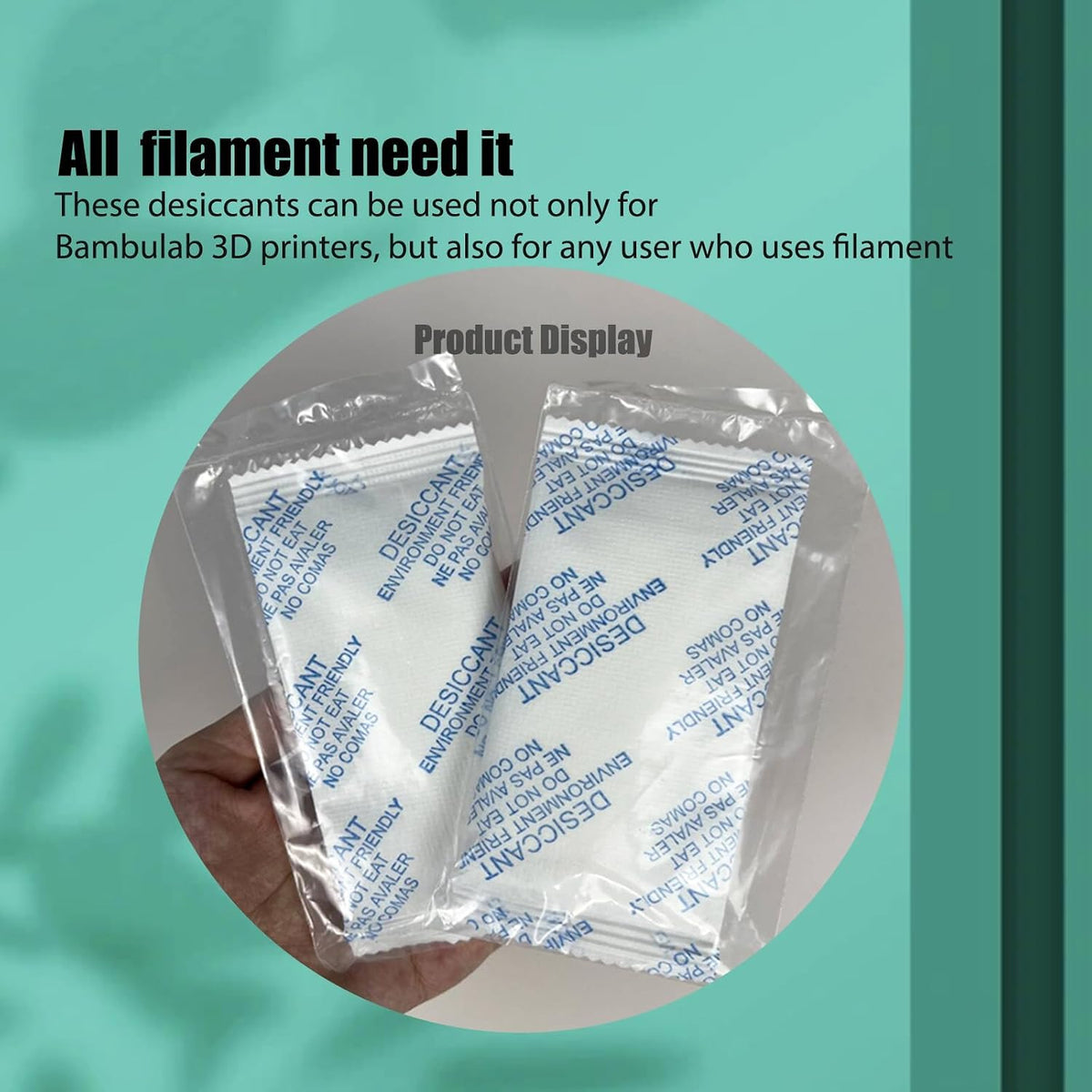 3D Printer AMS Filament Desiccant Pack for Bambu Lab P1S P1P X1 X1C AMS Other Filament Boxes, Moisture Absorber for PLA PETG ABS TPU Filaments, Keep Filaments Dry and Printing Smoothly
