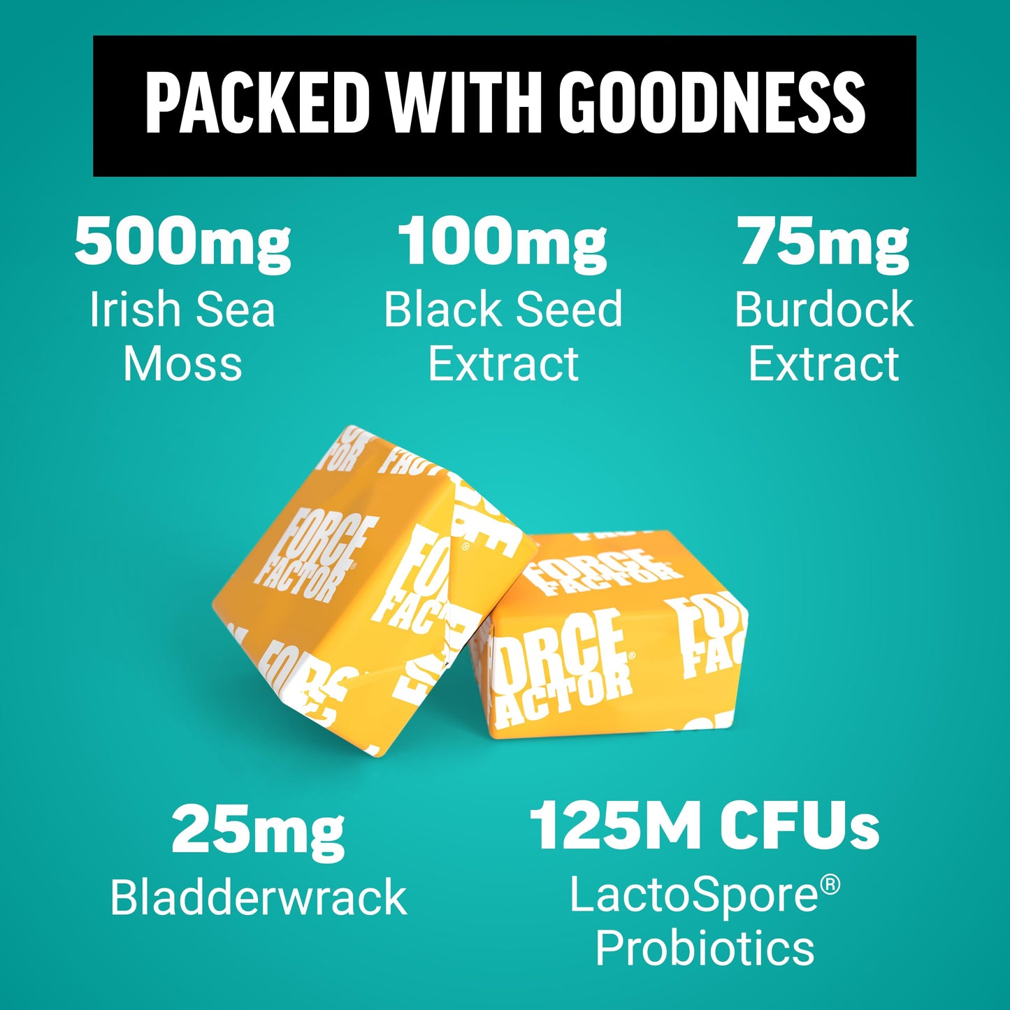 Force Factor Superior Sea Moss Gut Health + Skin Support, Support Gut Health & Healthy Skin, Hair & Nails, Boost Energy & Immune Health, with Biotin & LactoSpore Probiotics, S’Mores, 60 Soft Chews
